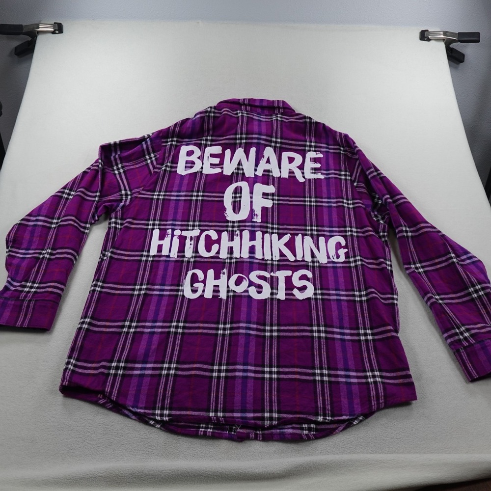 Cakeworthy Haunted Mansion Flannel Shirt Mens 3XL Purple Plaid Disney Ghosts